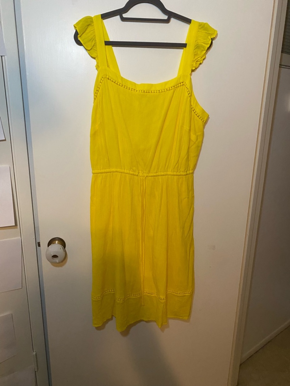 LOFT Bright Yellow Ruffle Strap Sundress